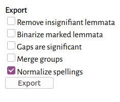 the NEXUS export dialog box